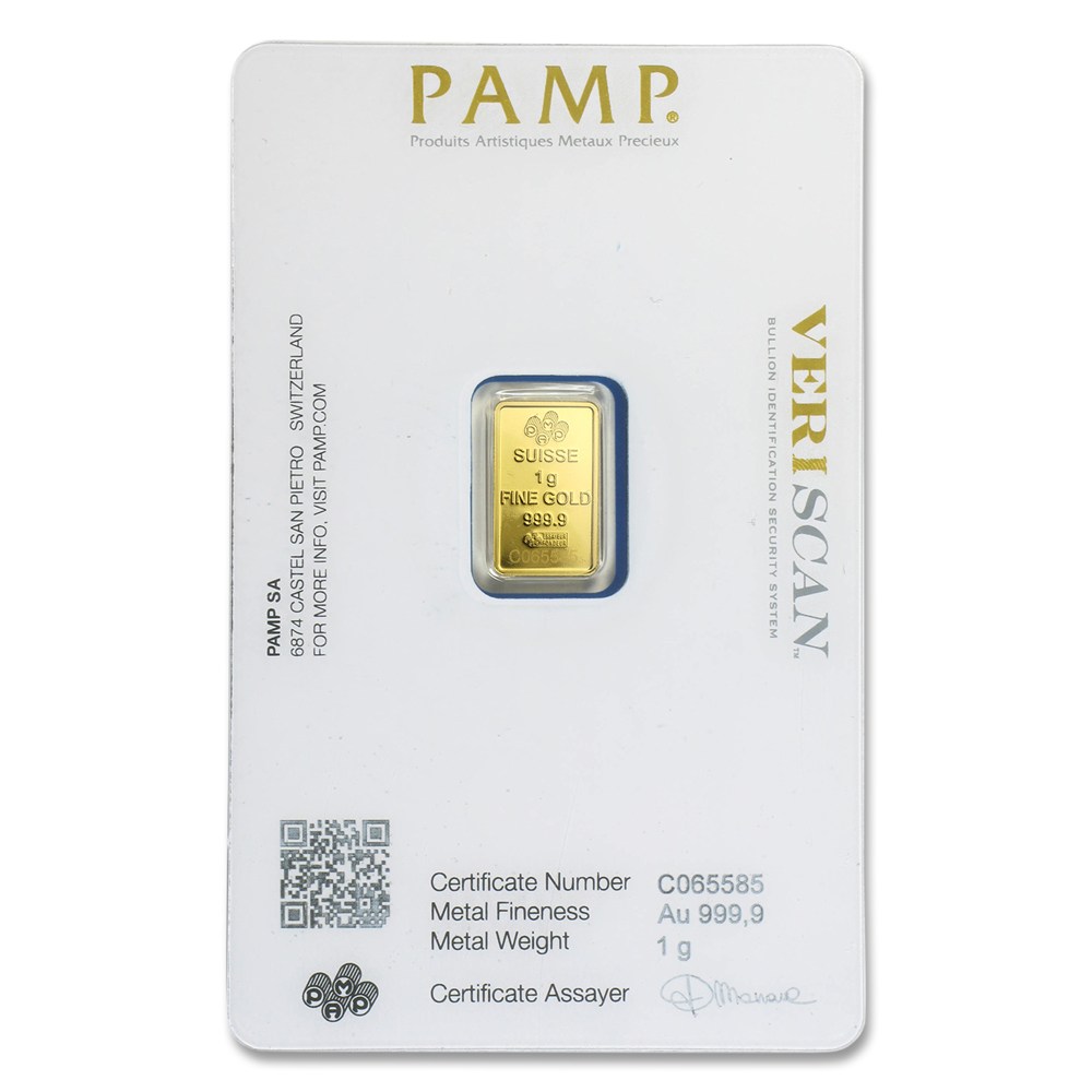 1 gram Pamp Suisse Gold Bar_back