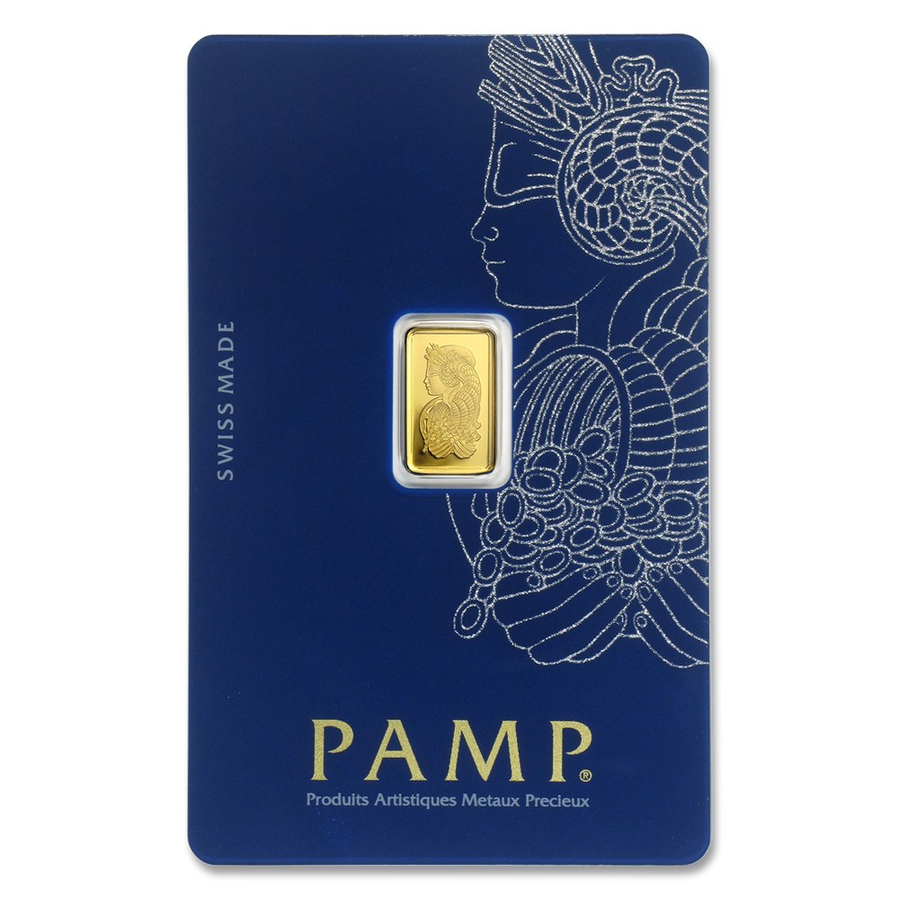 1 gram Pamp Suisse Gold Bar_front