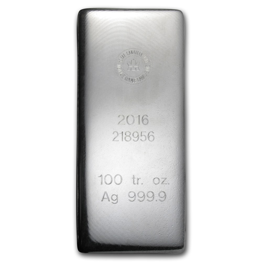 Royal Canadian Mint 100oz Silver Bar (Front)
