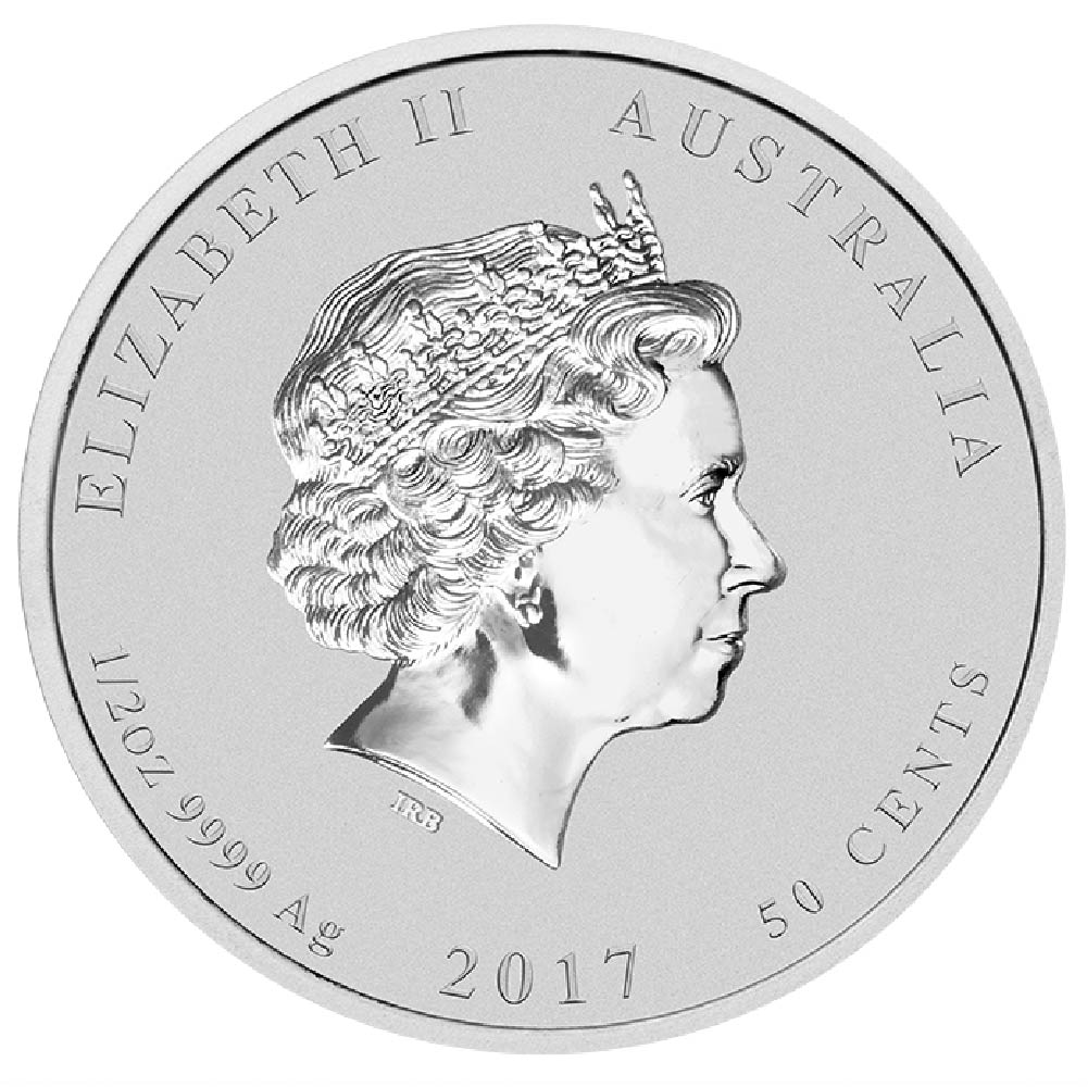 2017 Australia Lunar Rooster 1:2 Oz Silver Coin (Back)