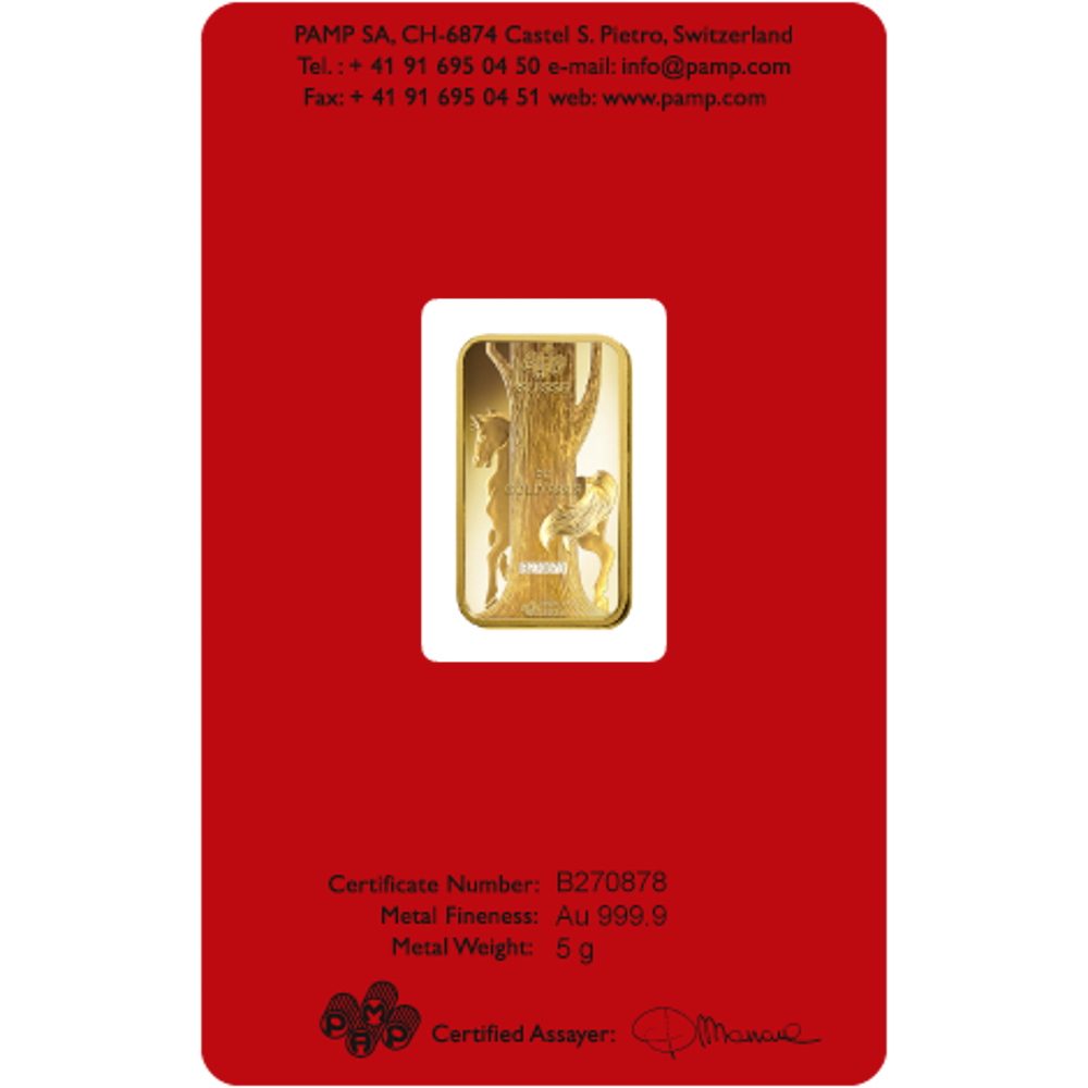 5g Pamp Suisse Lunar Horse Gold Bar (Back)