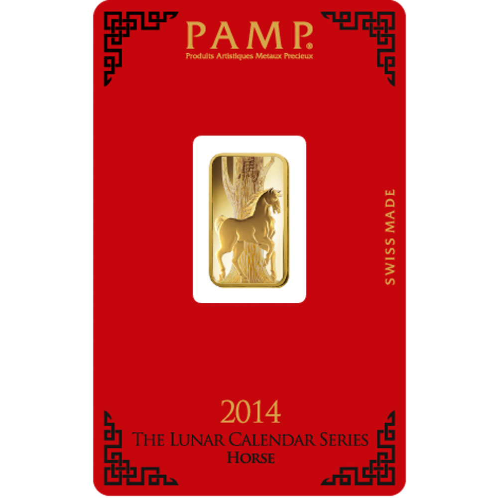 5g Pamp Suisse Lunar Horse Gold Bar (Front)