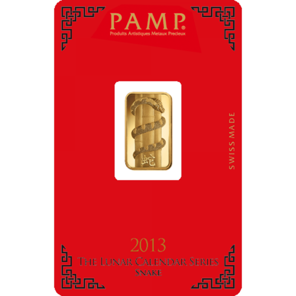 5g Pamp Suisse Lunar Snake Gold Bar (Front)