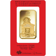 Pamp Suisse Lunar Dog 100g Gold Bar Back Card