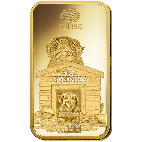 Pamp Suisse Lunar Dog 1oz Gold Bar Back Pamp Suisse Lunar Dog 1oz Gold Bar
