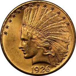 $10-Indian-Head-MS-63-1926-P-Gold-Coin-16.72g-Front