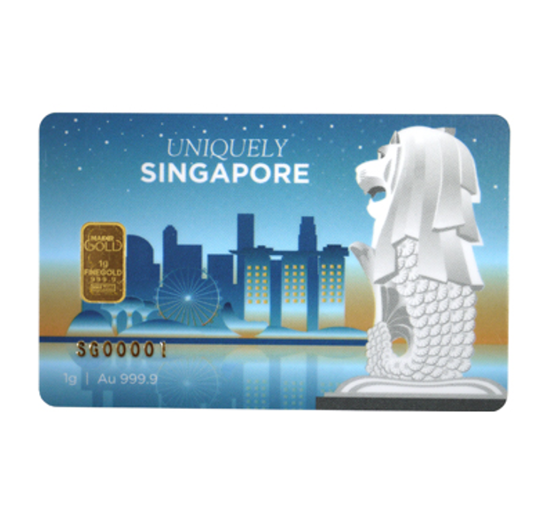 Nadir Uniquely Singapore Merlion Gold Bar 1g