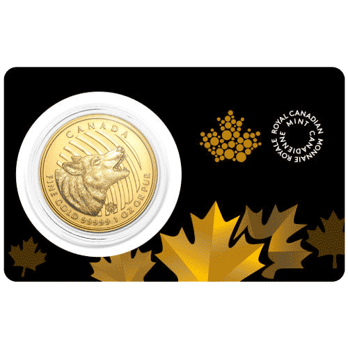 2014-Canadian-Howling-Wolf-BU-Gold-Coin-1oz-Front-Slab