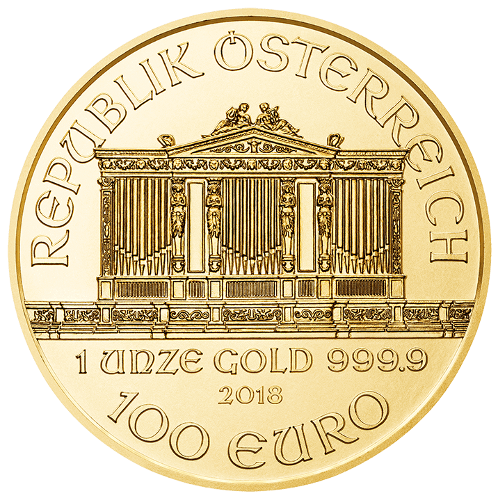 2018 Austrian Philharmonic Gold Coin 1oz (Back)
