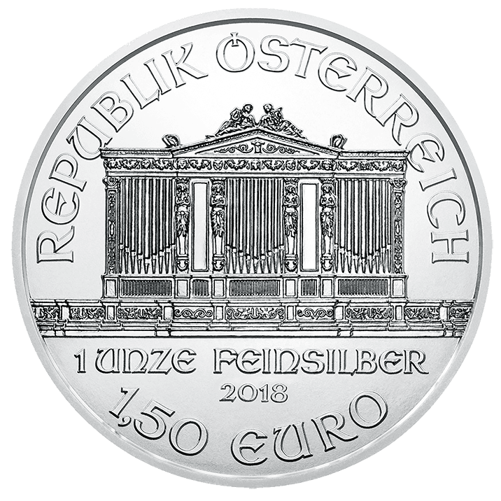 2018 Austrian Philharmonic Silver Coin 1oz (Front)