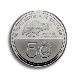Degussa 50 Years Rep of S'pore Silver Proof Medal 1oz Back