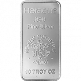 Heraeus Silver Bar 10oz Front