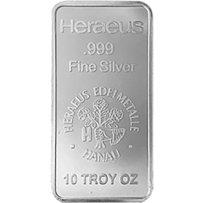 Heraeus Silver Bar 10oz Front