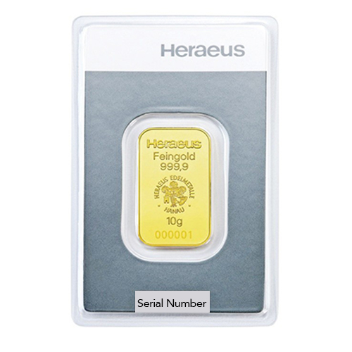 Heraeus Gold Bar 10g Front