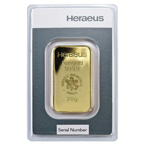 Heraeus Gold Bar 20g Front