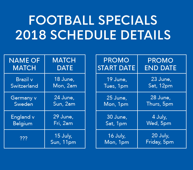 Football Specials 2018 Schedule