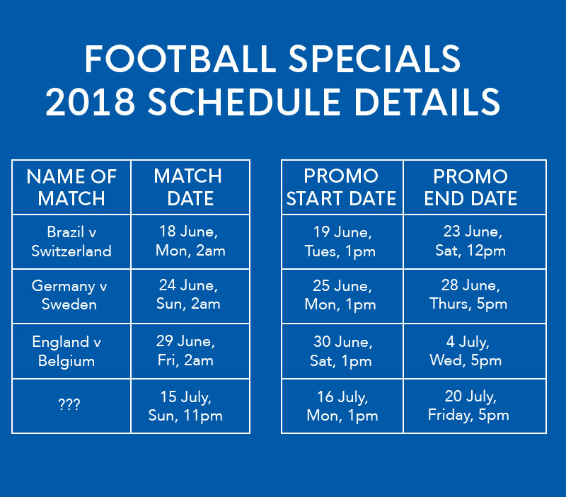 Football Specials 2018 Schedule