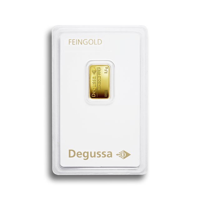 Degussa Gold Bar 2.5g Front