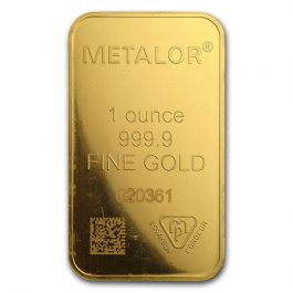 Metalor Gold Bar 1oz Front