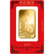 Pamp Suisse Lunar Pig Gold Bar 100g Front Card-min