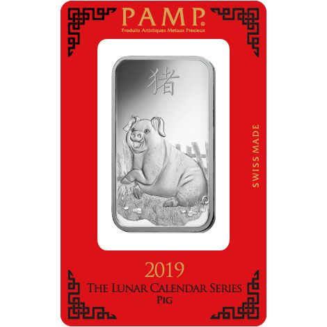 Pamp Suisse Lunar Pig Silver Bar 1oz Front Card-min