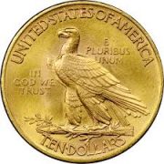 $10 Indian Head MS-62 1911 P Gold Coin 16.72g back