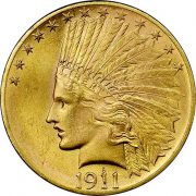 $10-Indian-Head-MS-62-1911-P-Gold-Coin-16.72g-front