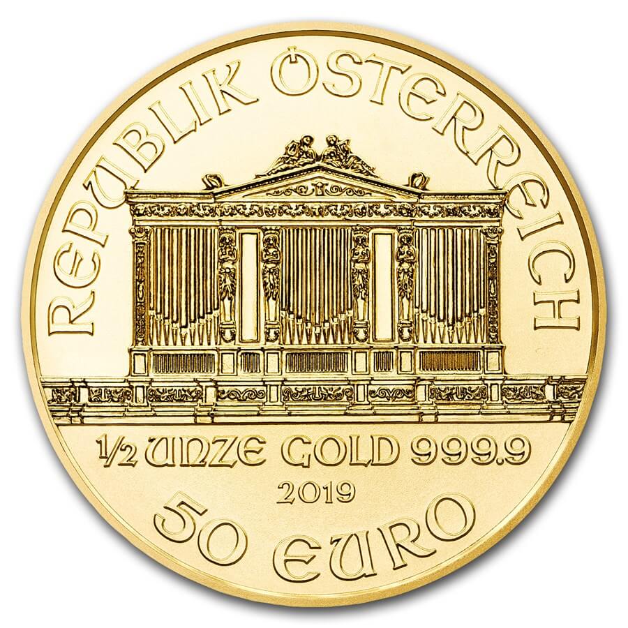 2019 Austrian Philharmonic Gold Coin 1_2oz Front