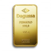 Degussa Gold Bar 100g Front