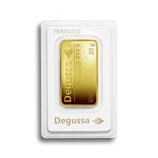 Degussa Gold Bar 50g Card