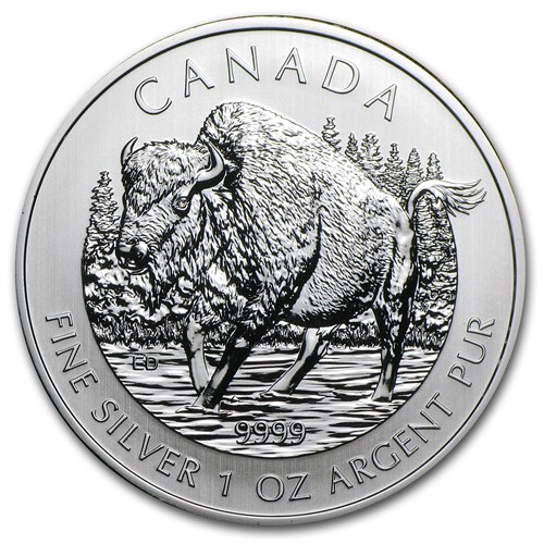 2013 Canadian Wildlife Series Wood Bison Silver Coin 1oz