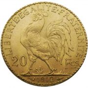 20 Franc Rooster MS-63 1904 Gold Coin 6.45g Back