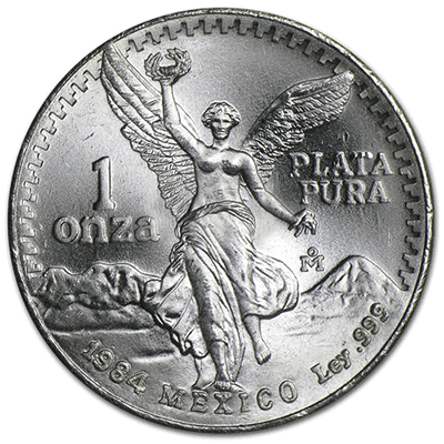 1984 Mexican Libertad Silver Coin 1oz Front