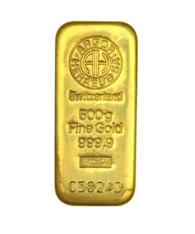 500 Gram Argor-Heraeus Gold Cast bar