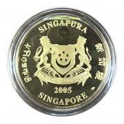 2005 Singapore Mint Lunar Rooster Gold Proof Coin 1oz_back