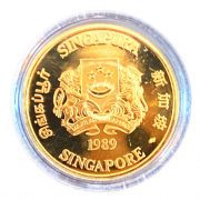 1989 Singapore Mint Year of the Snake Proof Gold Coin 16.96g_back