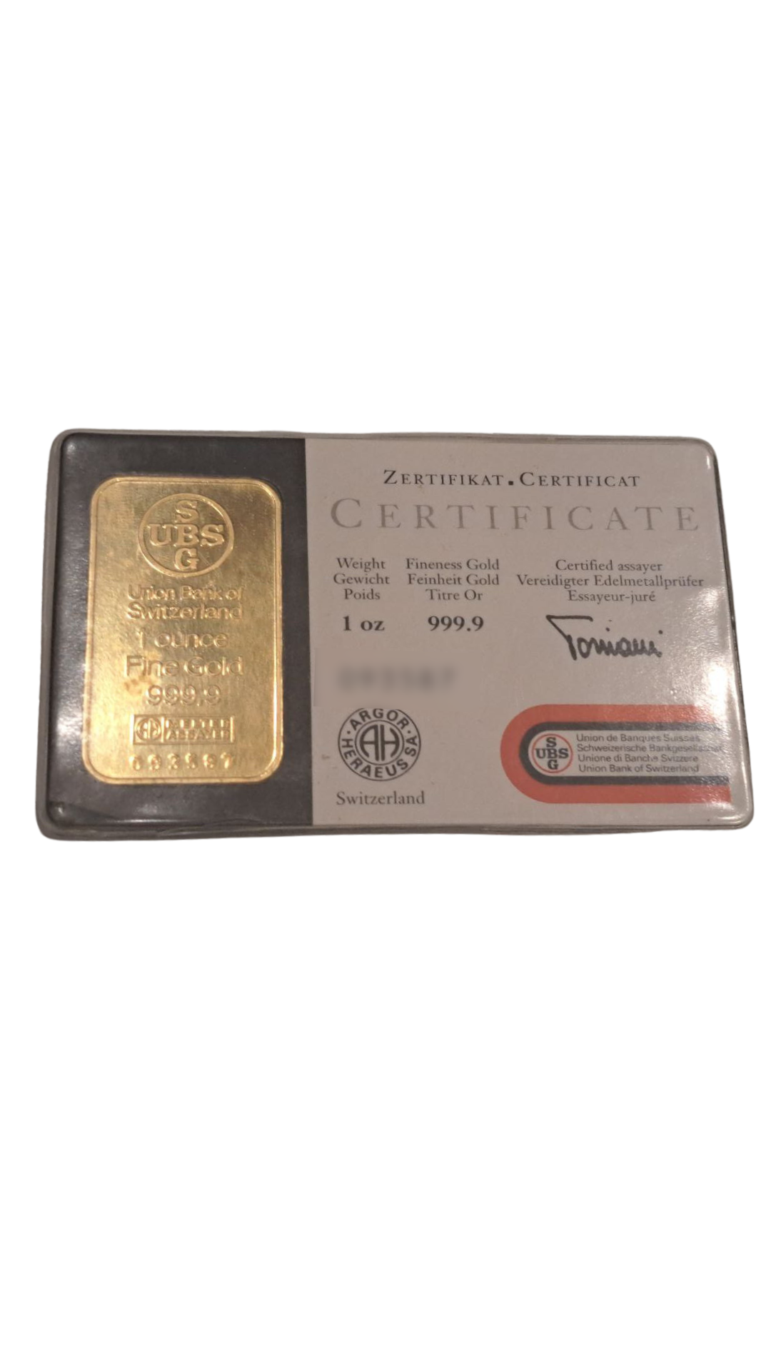 UBS Gold Bar 1oz - GoldSilver Central Pte Ltd