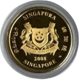2008 Singapore Mint Year of the Rat Proof Gold Coin 14oz back