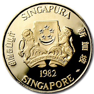 1982 Singapore Mint Year of the Dog Proof Gold Coin 1_2oz_b