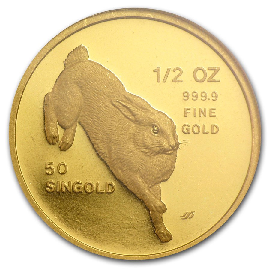 1987 Singapore Mint Year of the Rabbit Proof Gold Coin 1/2oz - GoldSilver  Central Pte Ltd