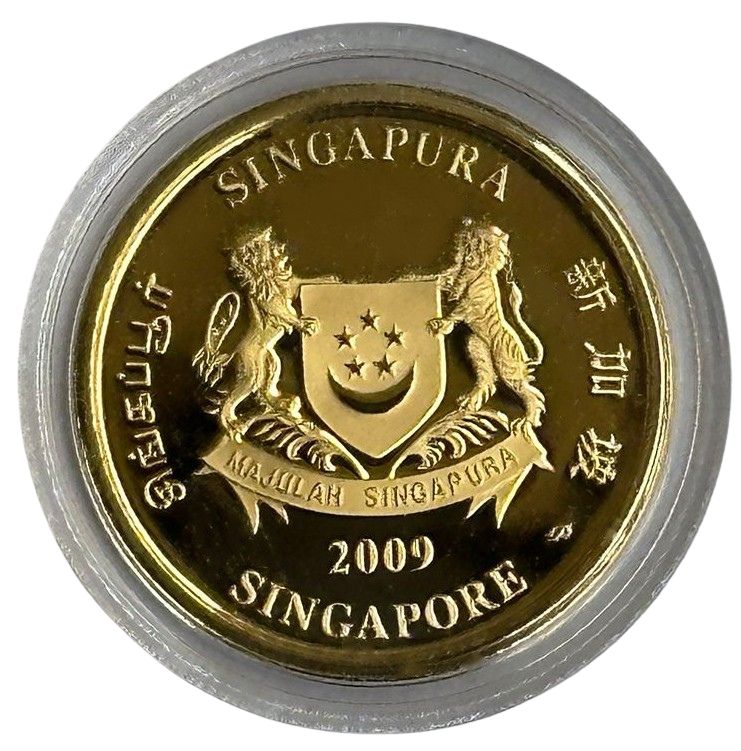 2009 Singapore Mint Year of the Ox Proof Gold Coin 14oz back