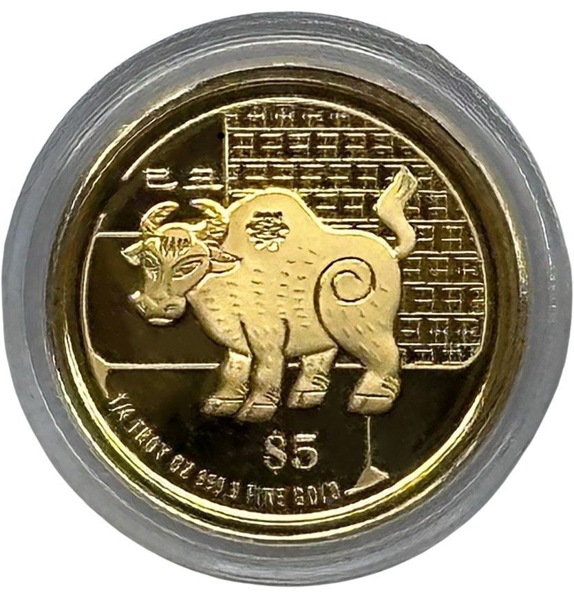 2009 Singapore Mint Year of the Ox Proof Gold Coin 14oz front