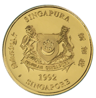 1991 Singapore Mint Year of the Goat Proof Gold Coin 12oz back
