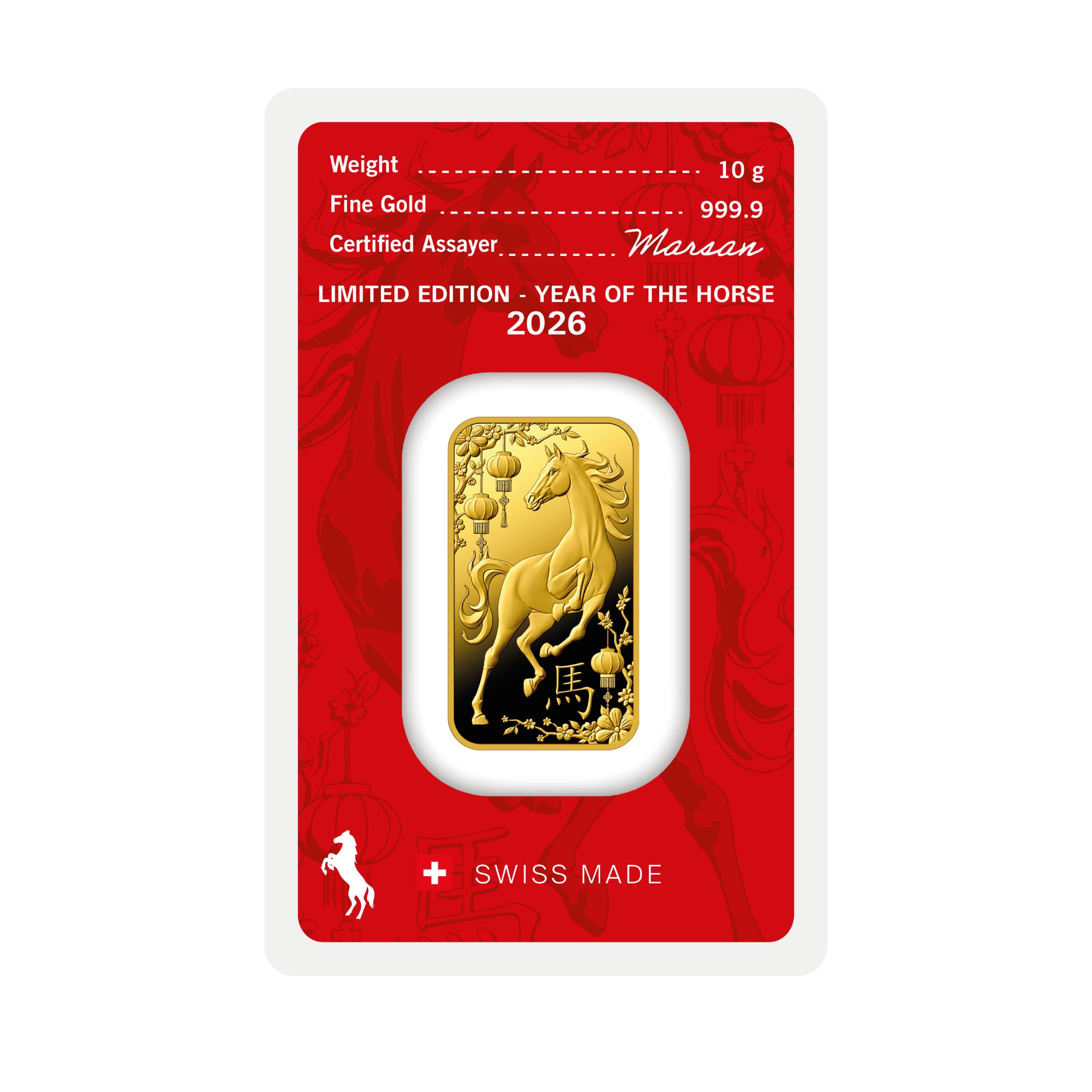 10g Au Minted Horse 999.9 back