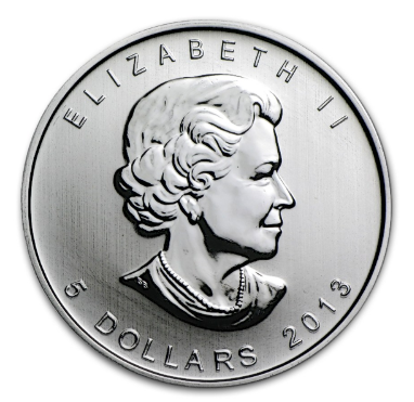 2013 Canadian Maple Leaf 25th Anniversary Silver Coin back