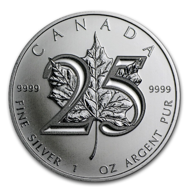 2013 Canadian Maple Leaf 25th Anniversary Silver Coin