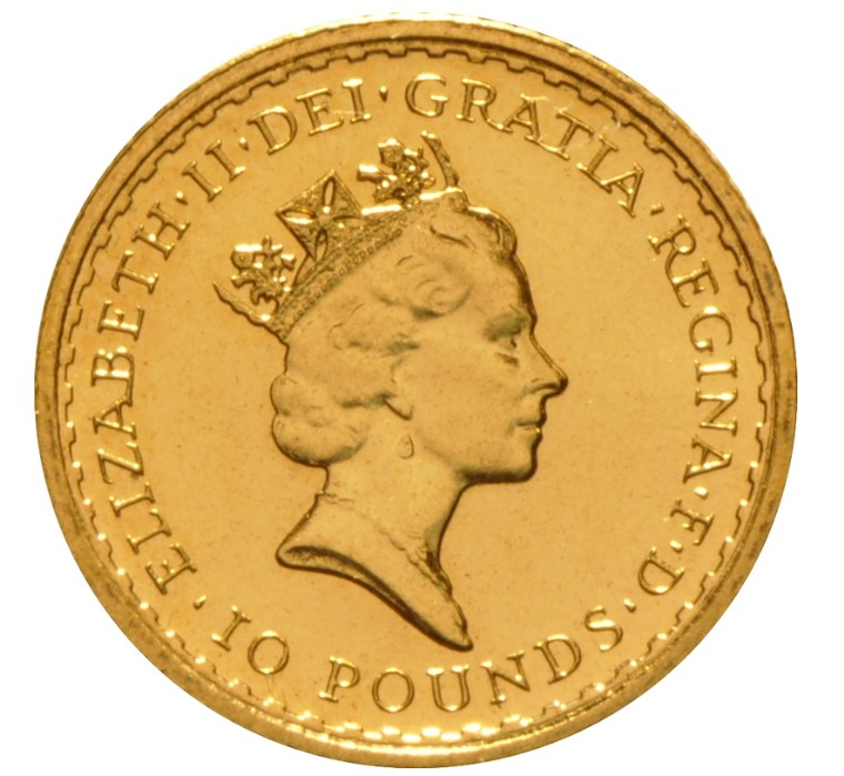 1987 1.10 oz Gold Britannia back