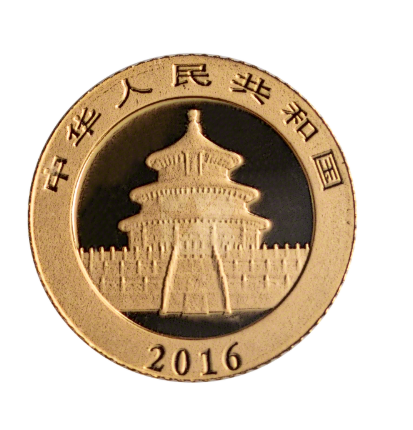 2016 China Panda Gold Coin 1g back