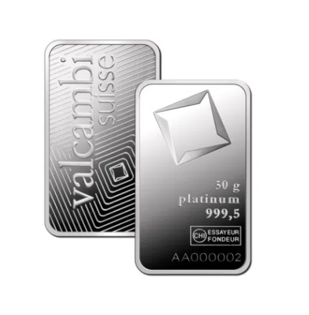 Valcambi Platinum Bar 50g (Without Certificate)